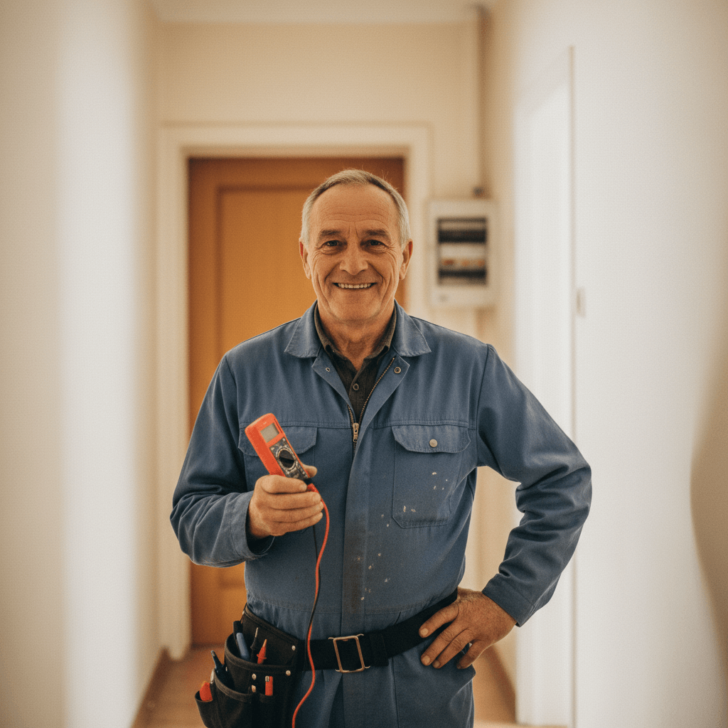 Freundlicher Elektriker bei der Arbeit