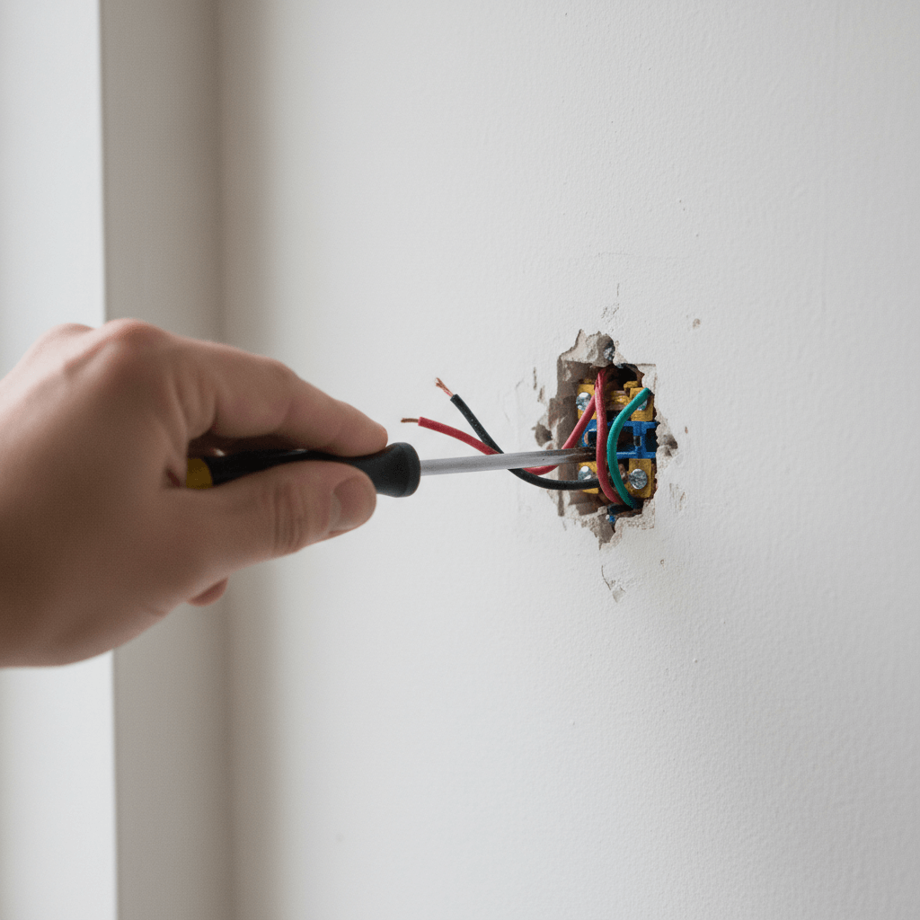 Fachmann beim Lichtschalter montieren